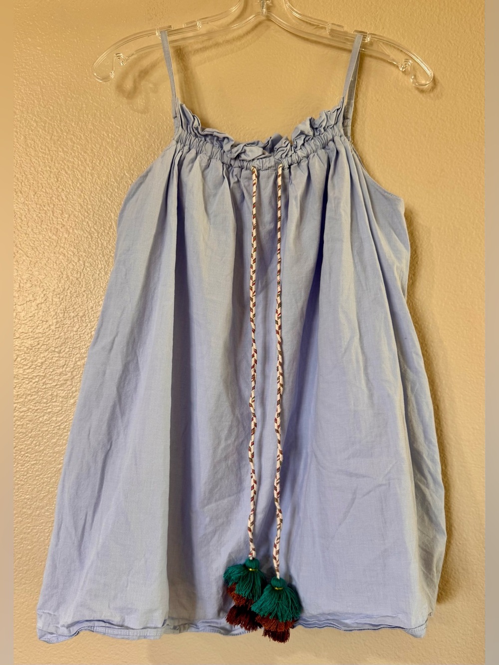 Zara Blue Tassel Romper Ruffle Cami Sun Dress Shorts Small S